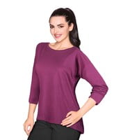 Enamor E037 3/4 Sleeve With Crew Neck (Wine) Enamor E037 3/4 Sleeve With Crew Neck (Wine)
